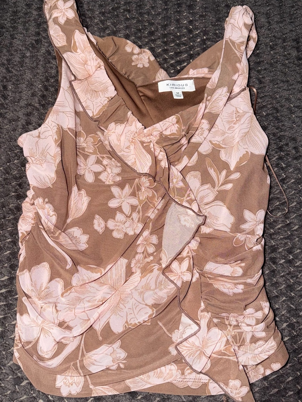 Marshalls Brown Floral Ruffle Tank Top